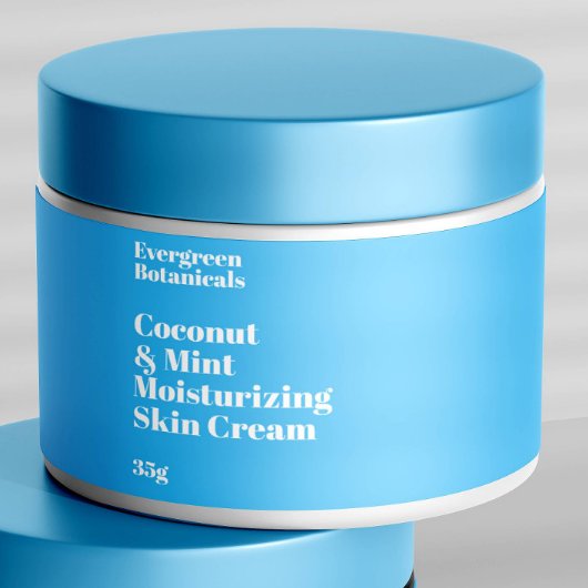 Modern lichtblauw waterdicht cosmetica potje label waterfles etiket