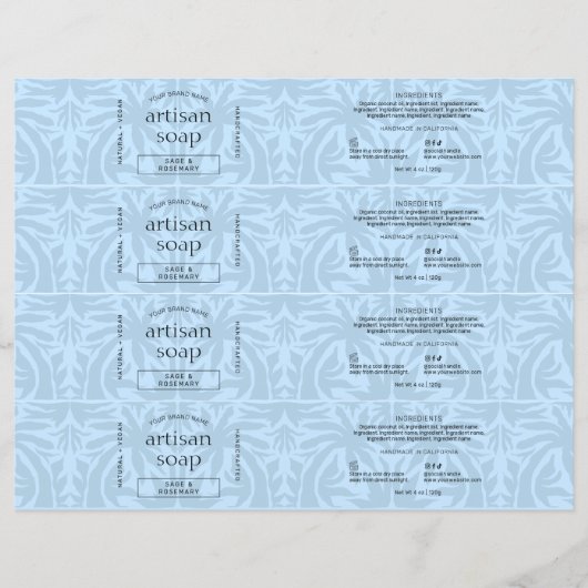 Modern lichtblauw zeepreep Wrapper Bellyband Label (Voorkant)