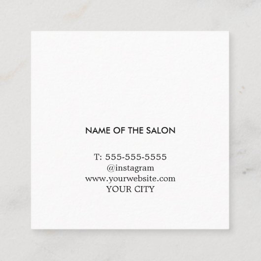 Modern lichtblauw zwart vet Haarstylist Vierkante Visitekaartje (Achterkant)