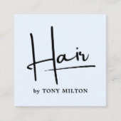 Modern lichtblauw zwart vet Haarstylist Vierkante Visitekaartje (Voorkant)