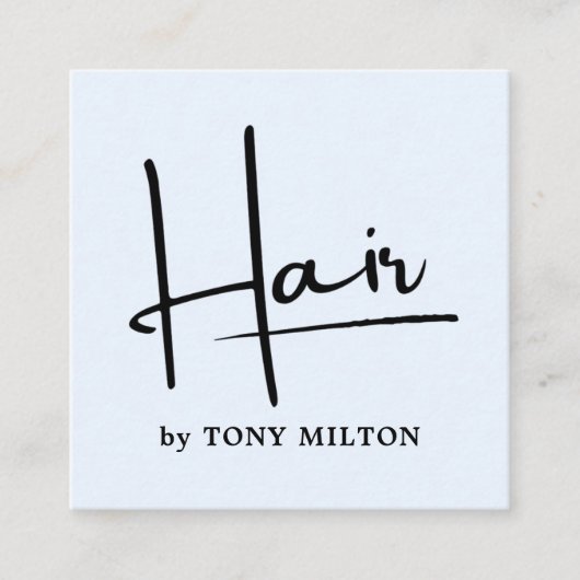 Modern lichtblauw zwart vet Haarstylist Vierkante Visitekaartje (Voorkant)