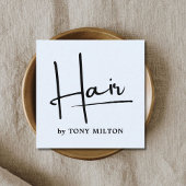 Modern lichtblauw zwart vet Haarstylist Vierkante Visitekaartje