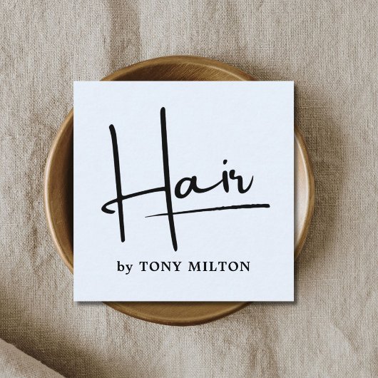Modern lichtblauw zwart vet Haarstylist Vierkante Visitekaartje