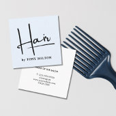 Modern lichtblauw zwart vet Haarstylist Vierkante Visitekaartje
