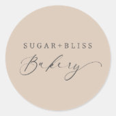 Modern Lichtbruin Beige Handgeschreven Script Bakk Ronde Sticker (Voorkant)