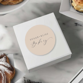 Modern Lichtbruin Beige Handgeschreven Script Bakk Ronde Sticker