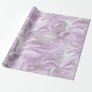 Modern lichte paarse en zilveren marmeren patroon cadeaupapier