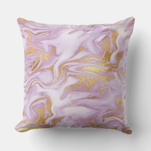 Modern Lichte Paarse, Witte en Gouden Marmer Patro Kussen