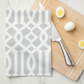 Modern lichtgrijs en wit trellis patroon theedoek (Quarter Fold)