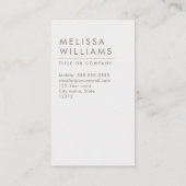 Modern lichtgrijs minimalistisch visitekaartje (Achterkant)