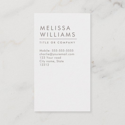 Modern lichtgrijs minimalistisch visitekaartje (Achterkant)