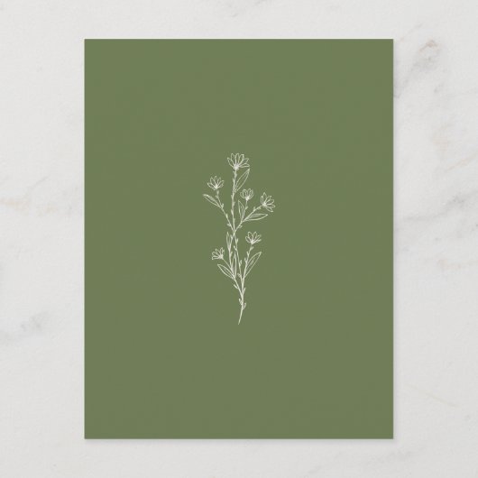 Modern Lichtgrijs & Olijfgroen bruiloft Details Informatiekaartje (Achterkant)