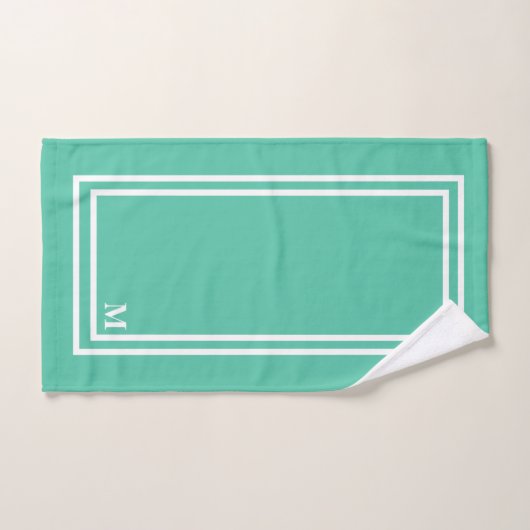 Modern lichtgroen monogram bad handdoek (Handdoek)