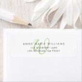 Modern lichtgroen script monogram etiket (Insitu)