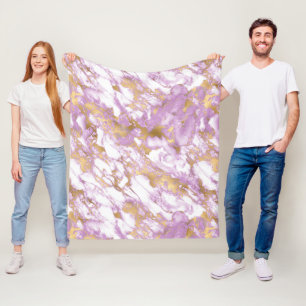 Modern lichtpaars, wit en goud marmer fleece deken