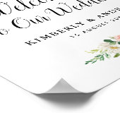 modern lichtroze bruiloft welkom bord poster (Hoek)