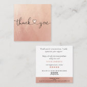 modern lichtroze hart bedankt voor je bestelling vierkante visitekaartje (Voorkant / Achterkant)
