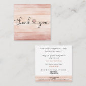 modern lichtroze hart bedankt voor je bestelling vierkante visitekaartje (Voorkant / Achterkant)