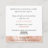 modern lichtroze hart bedankt voor je bestelling vierkante visitekaartje (Achterkant)