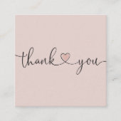 modern lichtroze hart bedankt voor je bestelling vierkante visitekaartje (Voorkant)
