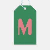 Modern Lichtroze Initiaal Letter | Zeewier groen Cadeaulabel (Voorkant)
