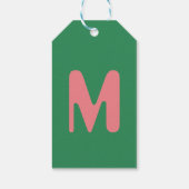 Modern Lichtroze Initiaal Letter | Zeewier groen Cadeaulabel (Achterkant)