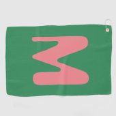 Modern Lichtroze Initiaal Letter | Zeewier groen Golfhanddoek (Horizontaal)