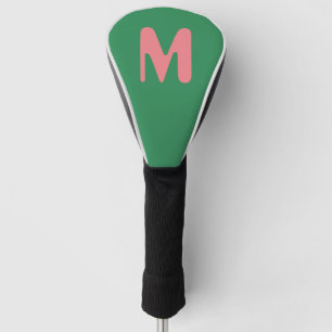 Modern Lichtroze Initiaal Letter Zeewier groen Golfheadcover
