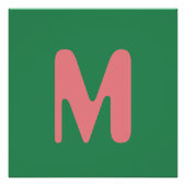 Modern Lichtroze Initiaal Letter | Zeewier groen Perfect Poster (Voorkant)