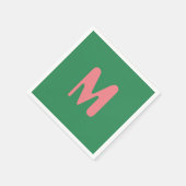 Modern Lichtroze Initiaal Letter | Zeewier groen Servet (Hoek)