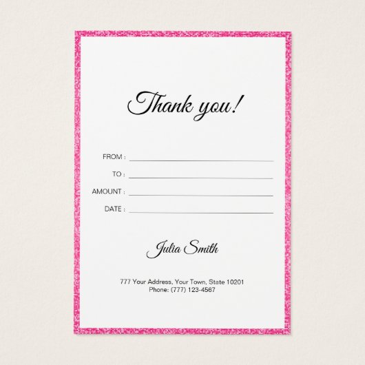 Modern Lichtroze met Glitter Effect Visitekaartje (Achterkant)