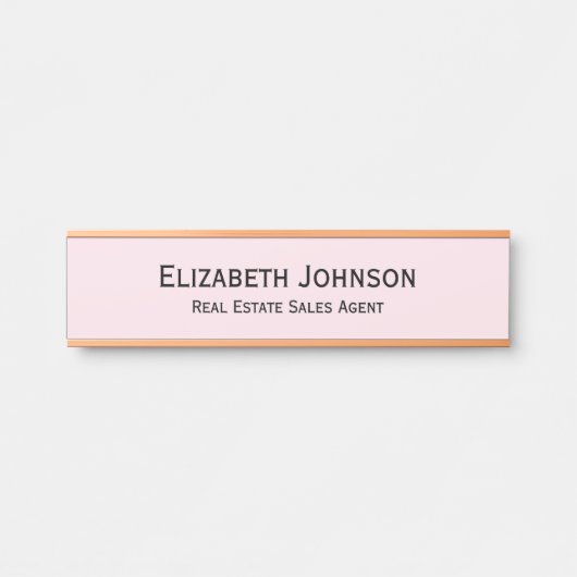 Modern lichtroze professionele zakelijke Kantoor Deurbordje (Voorkant)