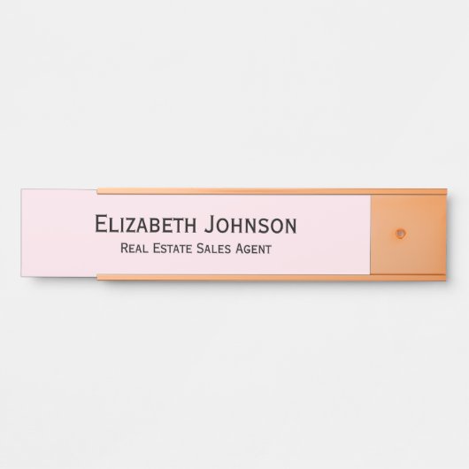 Modern lichtroze professionele zakelijke Kantoor Deurbordje (Voorkant)