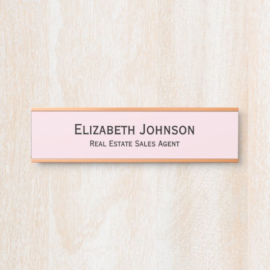 Modern lichtroze professionele zakelijke Kantoor Deurbordje (Voorkant)
