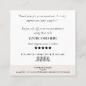 modern lichtroze roze agate bedankt voor je bestel vierkante visitekaartje (Achterkant)