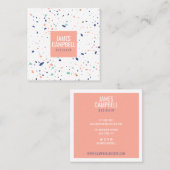 Modern lichtroze terrazzo marmeren abstract patroo vierkante visitekaartje (Voorkant / Achterkant)