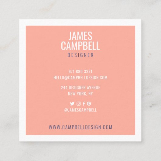 Modern lichtroze terrazzo marmeren abstract patroo vierkante visitekaartje (Achterkant)