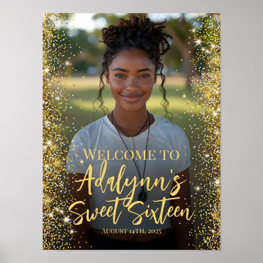 Modern lief 16 feestfoto welkomstbord poster (Voorkant)