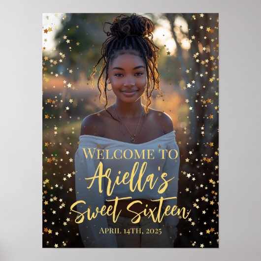 Modern lief 16 feestfoto welkomstbord poster (Voorkant)