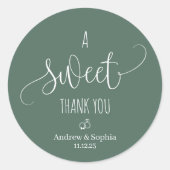 Modern Lief Dank u Huwelijkspaar Naam &Date Ronde Sticker (Voorkant)