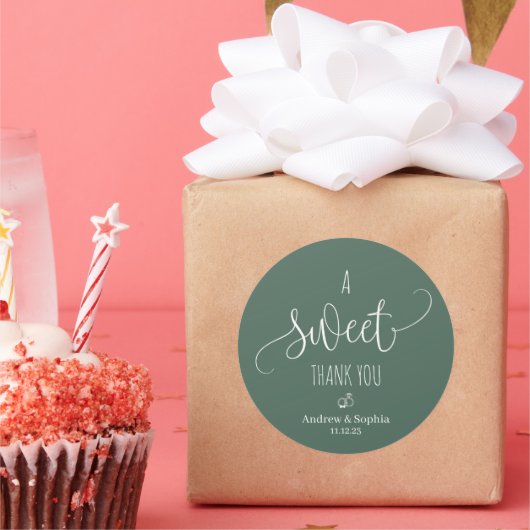 Modern Lief Dank u Huwelijkspaar Naam &Date Ronde Sticker (Feest)