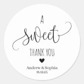 Modern Lief Dank u Huwelijkspaar Naam &Date Ronde Sticker (Voorkant)