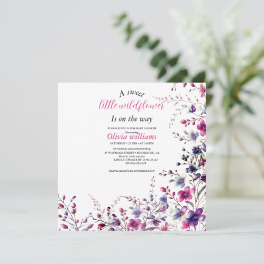 Modern lief klein wilde bloem roze baby shower (Staand voorkant)