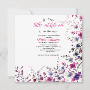 Modern lief klein wilde bloem roze baby shower