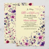 Modern lief klein wilde bloem roze baby shower kaart (Voorkant / Achterkant)