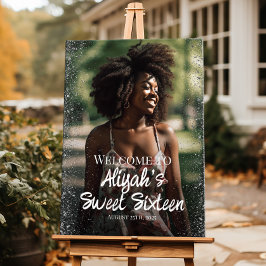 Modern lief zestien welkomstbord met foto poster
