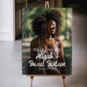 Modern lief zestien welkomstbord met foto poster