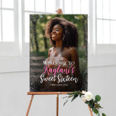 Modern lief zestien welkomstbord met foto poster