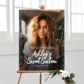 Modern lief zestien welkomstbord met foto poster