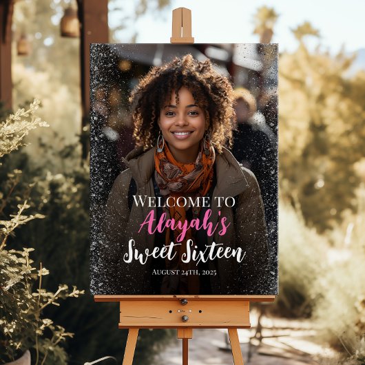 Modern lief zestien welkomstbord met foto poster